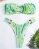 Ring Link Bandeau Bikini Swimwear Solid Beachwear