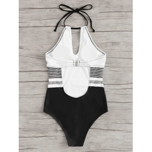 Swimsuit One Piece High Neck Bikini Bathing Suit Striped