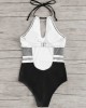 Swimsuit One Piece High Neck Bikini Bathing Suit Striped