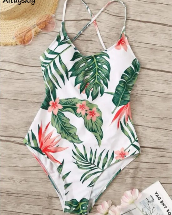 Simple Summer Swimwear Printed Beach Style