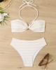 Halter String Stripe Bikini Set Padded Swimsuit