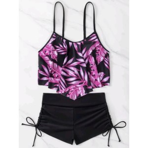 Print Swimwear Tankini Sets Women's Swimsuit Push Up