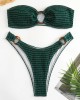 Ring Link Bandeau Bikini Swimwear Solid Beachwear