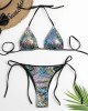 Halter Triangle Bikini Sets Solid Swimwear Side Lace Up Monokini