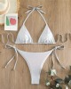 Halter Triangle Bikini Sets Solid Swimwear Side Lace Up Monokini