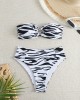 Bandeau High Waist Bikini Swimsuit Zebra Print Two Pieces