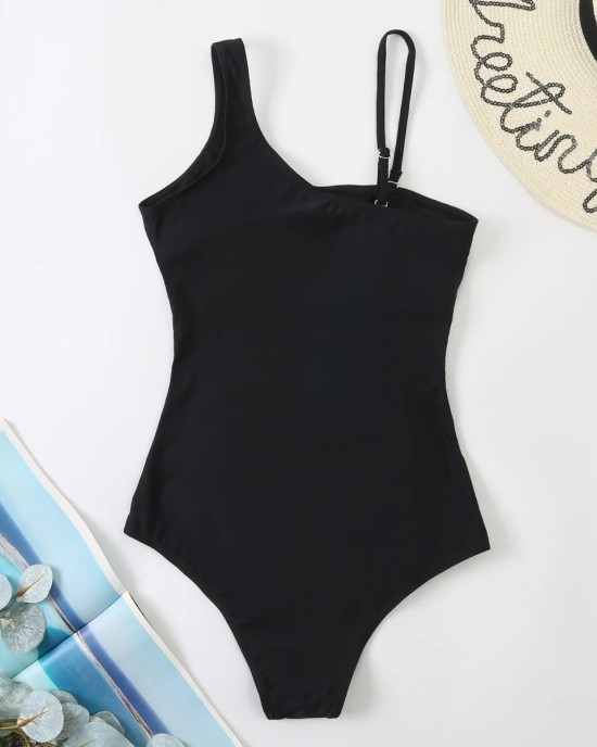 One-Piece Large Size Solid Color Plus Size Swimsuit