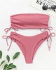 Ribbed Bikini Set for Women Drawstring Side Bandeau Top