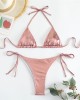 Halter Triangle Bikini Sets Solid Swimwear Side Lace Up Monokini