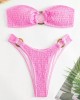 Ring Link Bandeau Bikini Swimwear Solid Beachwear