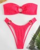 Ring Link Bandeau Bikini Swimwear Solid Beachwear