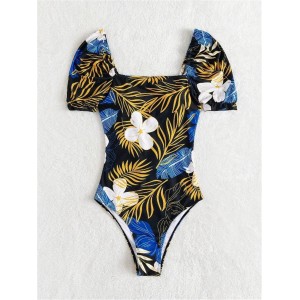 Tropical Print Swimwear Women One Piece