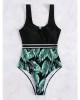 Black Print One Piece Swimsuits Swimwear Push Up