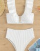 Ruffle V Cut Female Swimsuit High Waist Bikini