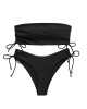 Ribbed Bikini Set for Women Drawstring Side Bandeau Top