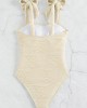 Textured One Piece Swimsuit Beige Swimwear