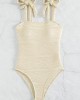 Textured One Piece Swimsuit Beige Swimwear