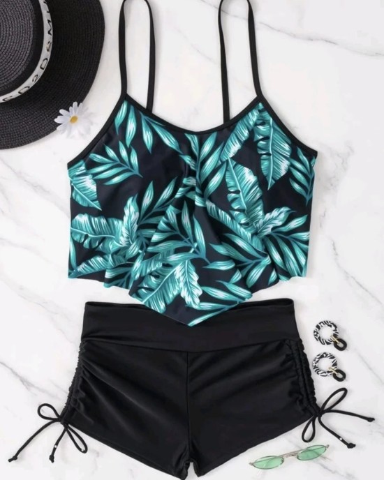 Print Swimwear Tankini Sets Women's Swimsuit Push Up