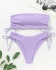 Ribbed Bikini Set for Women Drawstring Side Bandeau Top