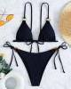 Bikini Set Plain Ring Linked Spaghetti Strap Swimwear