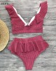 High Waist Push Up Ruffle Halter Bikinis