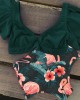 Floral Ruffled Hem Flora V-neck High-waisted Swimsuit