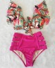 High Waist Bikini Ruffle Swimwear Women Print Bathing Suits Floral