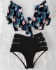 High Waist Bikini Ruffle Swimwear Women Print Bathing Suits Floral