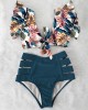 High Waist Bikini Ruffle Swimwear Women Print Bathing Suits Floral