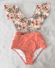 High Waist Bikini Ruffle Swimwear Women Print Bathing Suits Floral