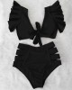 High Waist Bikini Ruffle Swimwear Women Print Bathing Suits Floral