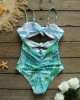 One Piece Swimsuit Bandeau Swimwear Floral Print Bathing Suit