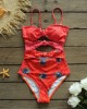 One Piece Swimsuit Bandeau Swimwear Floral Print Bathing Suit