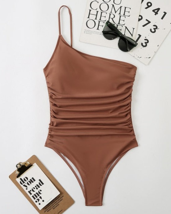 One Piece Swimsuit Women Criss Cross Swimwear High Cut Bodysuit