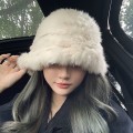 Plush cap female fall and winter new warm rabbit hair cap Japanese big head circumference furry hat