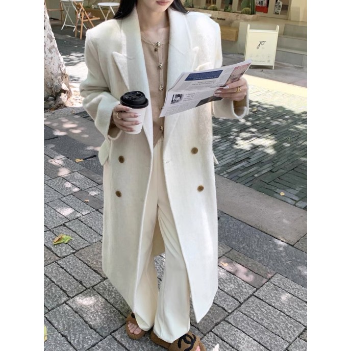 Feeling loose and elegant, shoulder length suit, retro wool coat, niche French medium length women's coat Feeling loose and elegant, shoulder length suit, retro wool coat, niche French medium length women's coat