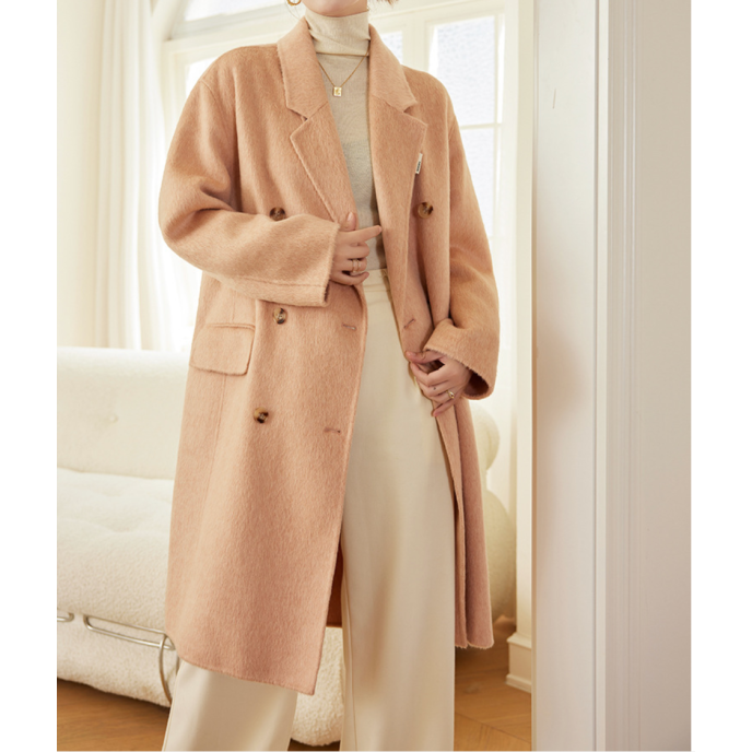 Autumn and winter high-end cocoon shaped double-sided woolen coat, women's simple temperament, long loose wool coat Autumn and winter high-end cocoon shaped double-sided woolen coat, women's simple temperament, long loose wool coat