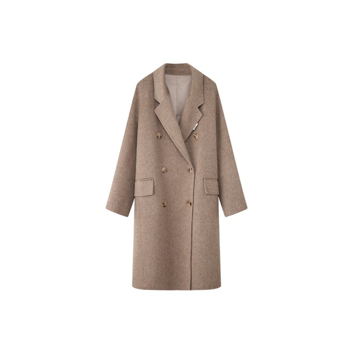 Autumn and winter high-end cocoon shaped double-sided woolen coat, women's simple temperament, long loose wool coat Autumn and winter high-end cocoon shaped double-sided woolen coat, women's simple temperament, long loose wool coat
