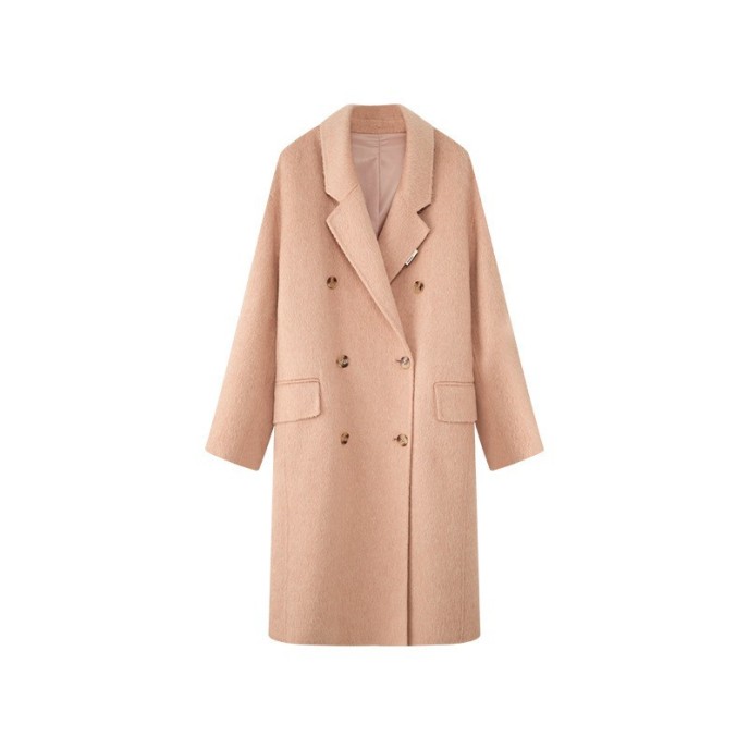 Autumn and winter high-end cocoon shaped double-sided woolen coat, women's simple temperament, long loose wool coat Autumn and winter high-end cocoon shaped double-sided woolen coat, women's simple temperament, long loose wool coat