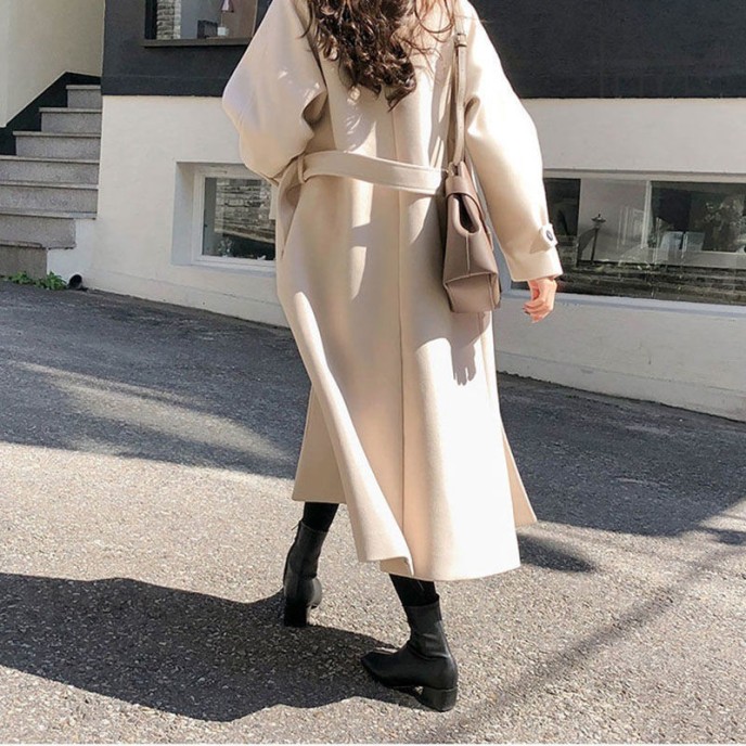 Cotton Thickened 2025 Winter Korean Edition Medium Length Loose and Slimming Woolen Coat Women's Autumn Woolen Coat Cotton Thickened 2025 Winter Korean Edition Medium Length Loose and Slimming Woolen Coat Women's Autumn Woolen Coat