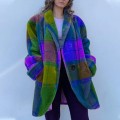 2025 Women's Long sleeved Polo Collar Colored Coat Printed Woolen Long Coat 2025 Women's Long sleeved Polo Collar Colored Coat Printed Woolen Long Coat