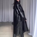 2025 new fashion retro fur stitching knee-length temperament coat woman 2025 new fashion retro fur stitching knee-length temperament coat woman