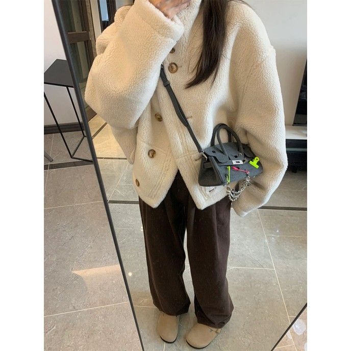 Fashionable and sophisticated suit jacket for women's autumn/winter 2023 mid length white woolen coat Fashionable and sophisticated suit jacket for women's autumn/winter 2023 mid length white woolen coat
