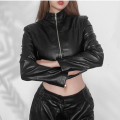 Fashion autumn new women's punk trend street slim stand collar zipper cardigan coat women Fashion autumn new women's punk trend street slim stand collar zipper cardigan coat women