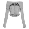 Autumn fashion women's new long-sleeved one-shoulder slim zipper cardigan printed sweater Autumn fashion women's new long-sleeved one-shoulder slim zipper cardigan printed sweater