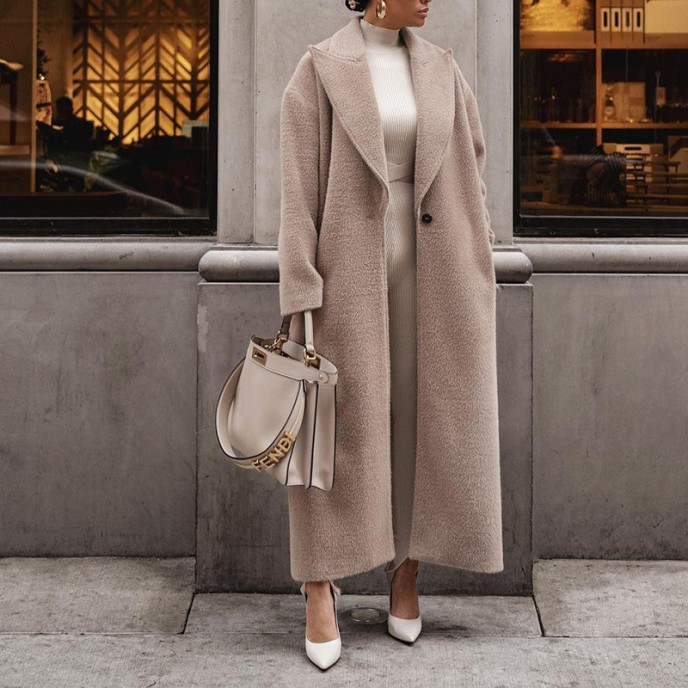Warm coat in autumn and winter Long sleeve lapel women's plush coat women's coat Warm coat in autumn and winter Long sleeve lapel women's plush coat women's coat