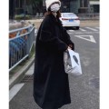 Black woolen coat jacket 2023 autumn/winter new Korean version loose knee length thickened girl's woolen coat jacket Black woolen coat jacket 2023 autumn/winter new Korean version loose knee length thickened girl's woolen coat jacket