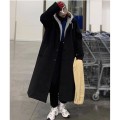 Black woolen coat jacket 2023 autumn/winter new Korean version loose knee length thickened girl's woolen coat jacket Black woolen coat jacket 2023 autumn/winter new Korean version loose knee length thickened girl's woolen coat jacket