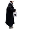 Black woolen coat jacket 2023 autumn/winter new Korean version loose knee length thickened girl's woolen coat jacket Black woolen coat jacket 2023 autumn/winter new Korean version loose knee length thickened girl's woolen coat jacket