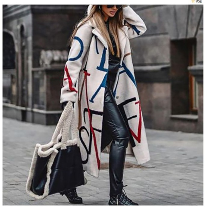2025 Autumn/Winter New Women's Loose Size Printed Windbreaker Flip Collar Coat Coat for Women 2025 Autumn/Winter New Women's Loose Size Printed Windbreaker Flip Collar Coat Coat for Women